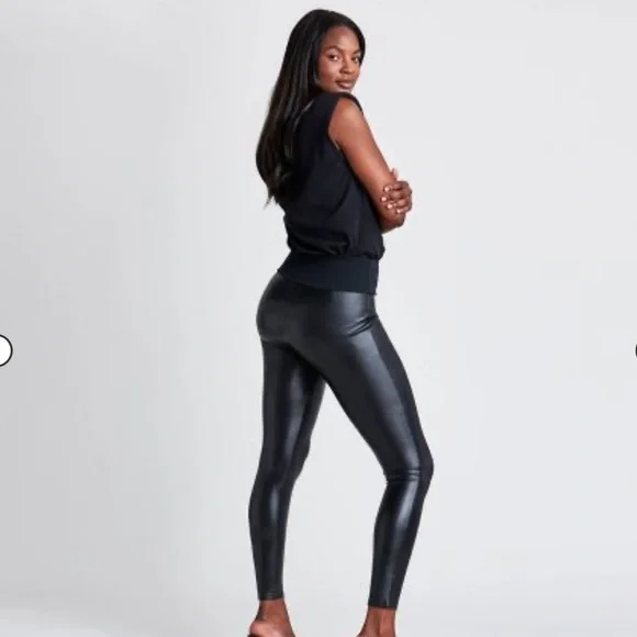 ASSETS by SPANX Women's All Over Faux Leather Leggings - Picture 3 of 7